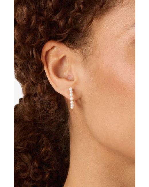 ATHRA LUXE Metallic Freshwater Pearl Hoop Earrings