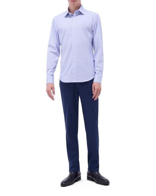 Bugatchi Blue James Ooohcotton Mosaic Print Button-Up Shirt for men