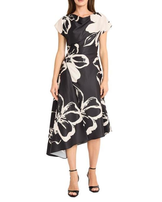 Maggy London Black Asymmetric Hem Midi Dress