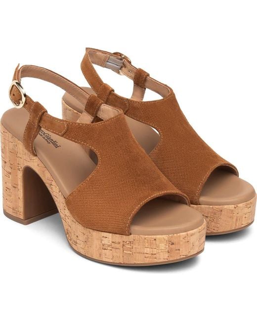 Nero Giardini Brown Slingback Platform Sandal