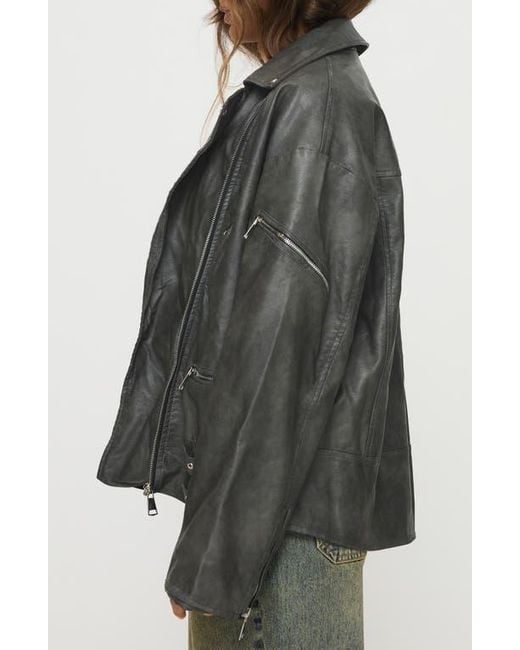 Princess Polly Gray Magnets Faux Leather Jacket
