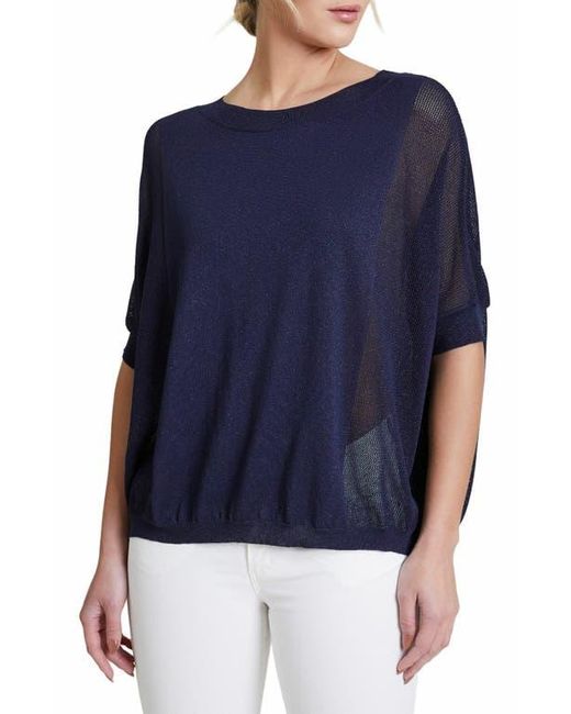 Santorelli Blue Levi Short Sleeve Mesh Knit With Lurex
