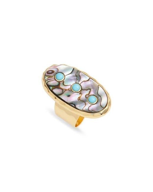 Nest Metallic Abalone Studded Adjustable Ring