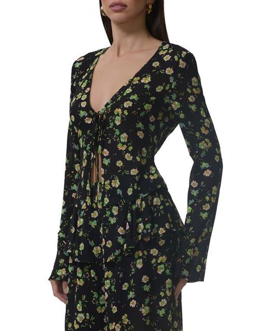 AFRM Black Tyra Tie Front Top