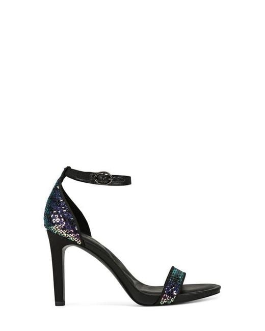 Karl Lagerfeld Black Kenz Sequin Ankle Strap Sandal