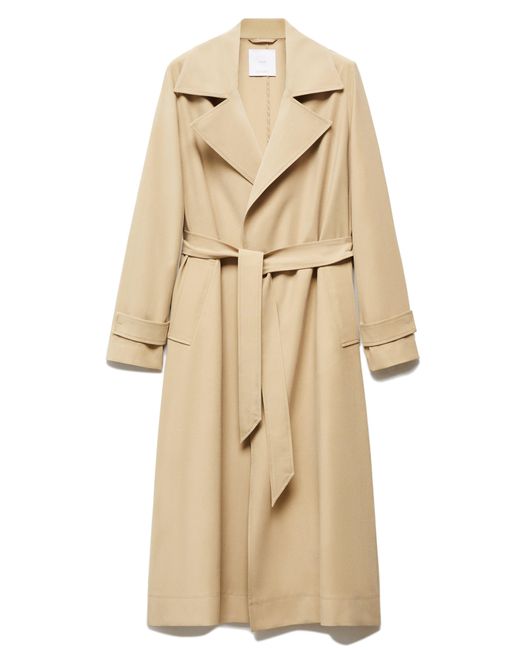 Mango Natural Water Repellent Flowy Lapel Trench Coat