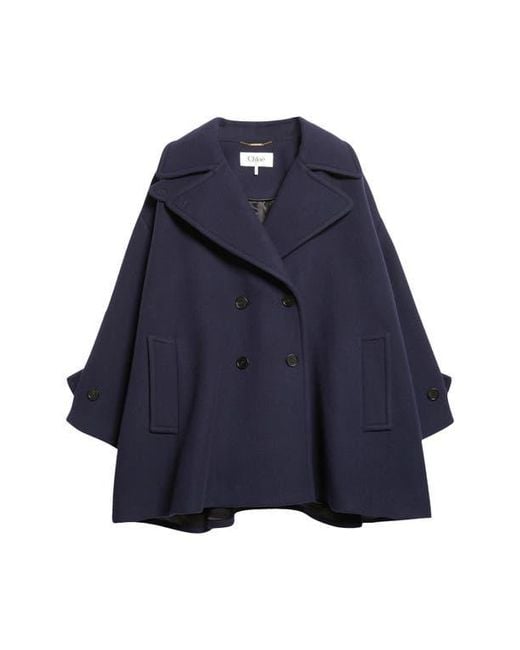 Chloé Blue Iconic Soft Wool Blend Coat