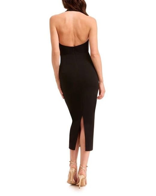 Dress the Population Juliet Halter Cocktail Dress in Black