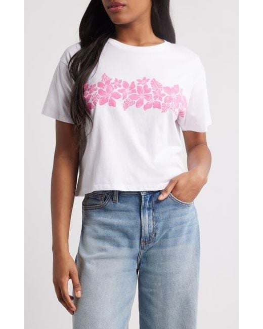 Rip Curl White Waikiki Crop Graphic T-Shirt