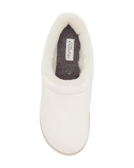 Olukai White Mani Genuine Shearling Slipper