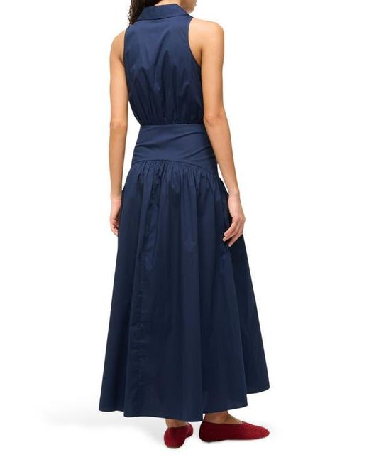 Staud Blue Romy Sleeveless Maxi Shirtdress