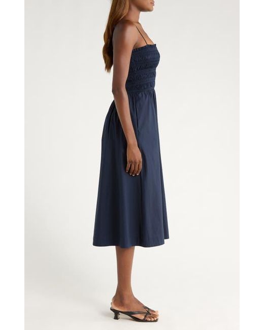 Reformation Blue Kerrie Smocked Cotton Blend Sundress