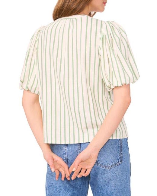 Vince Camuto White Stripe Puff Sleeve Top