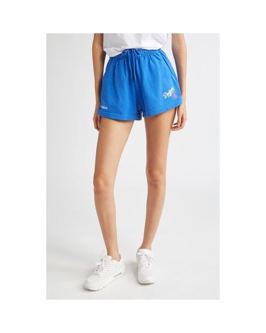Sporty & Rich Blue Dodgers Serif Disco Graphic Sweat Shorts