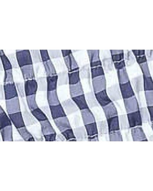Edikted Blue Gingham Smocked Microshorts
