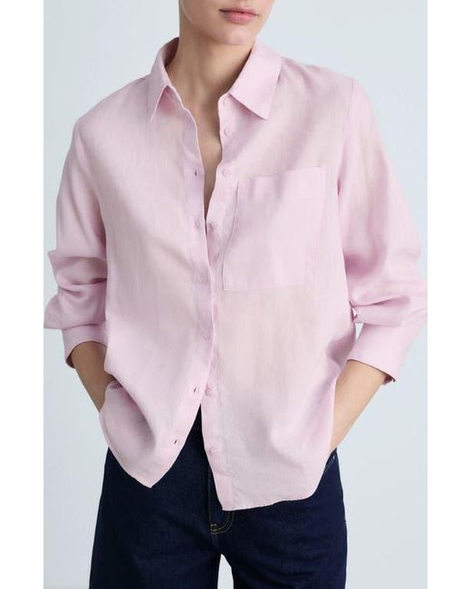 Mango Pink Lino Linen & Cotton Button-Up Shirt