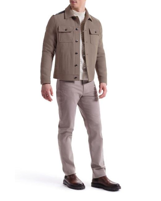 Bugatchi Brown Hybrid Melton & Wool Trucker Jacket for men