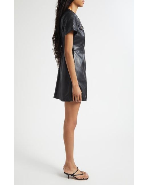 quilted leather dress Women's Shape Black Faux Leather Quilted Detail Bodycon Dress