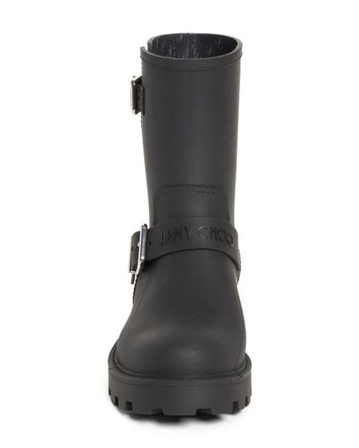 Jimmy Choo Black Biker Waterproof Rain Boot
