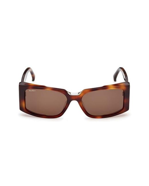 Max Mara Brown Spark 54Mm Rectangular Sunglasses