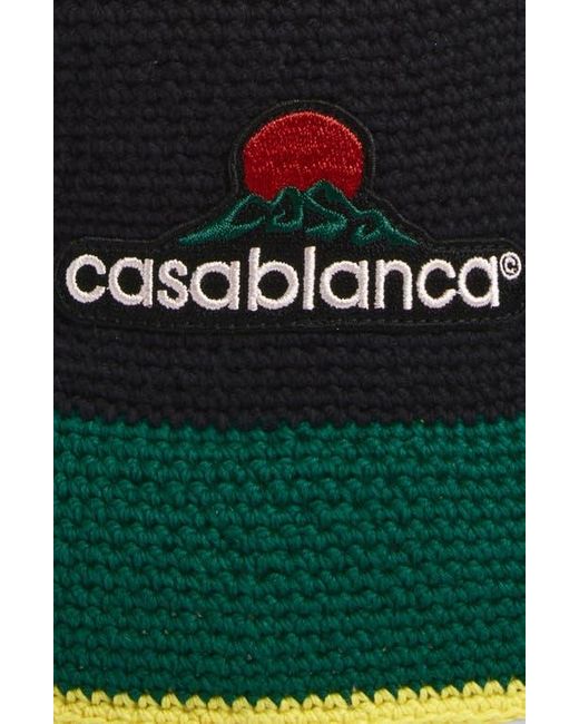 Casablanca Green Montagne Logo Colorblock Cotton Crochet Hat for men