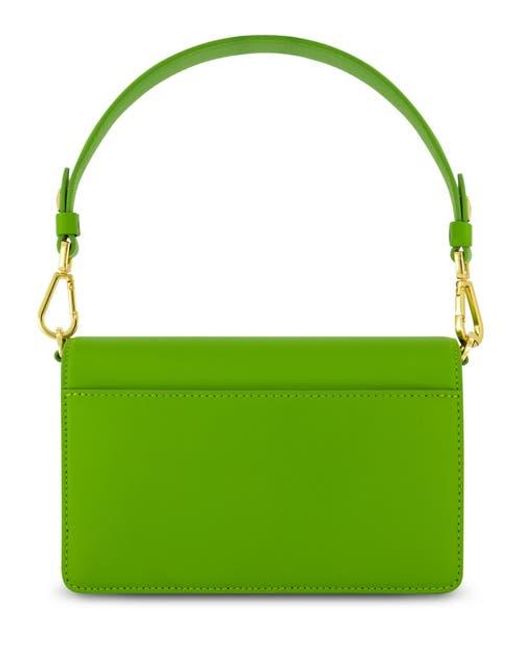 Mac Duggal Green Classic Leather Plated Hardware Shoulder Bag