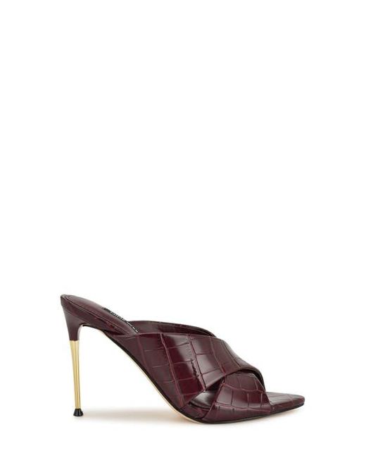 Nine West Purple Sancie Croc Embossed Stiletto Sandal