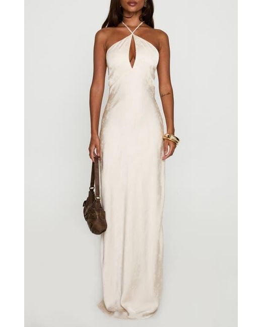 Princess Polly Women's White Limosina Halter Satin Gown