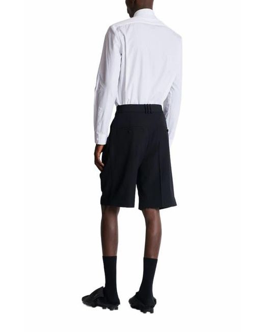 Balmain Black Grain De Poudre Pleated Bermuda Shorts for men