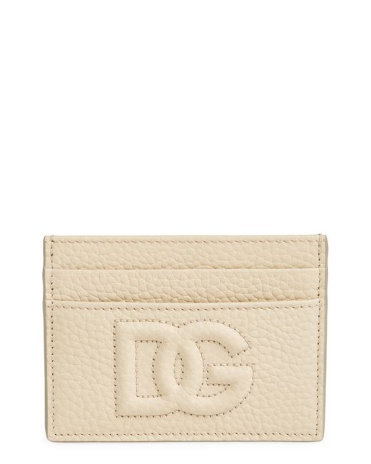 Dolce & Gabbana Natural Dg Puffy Logo Leather Card Case for men