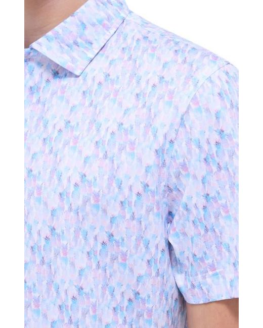 Bugatchi White Victor Ooohcotton Pineapple Print Polo for men