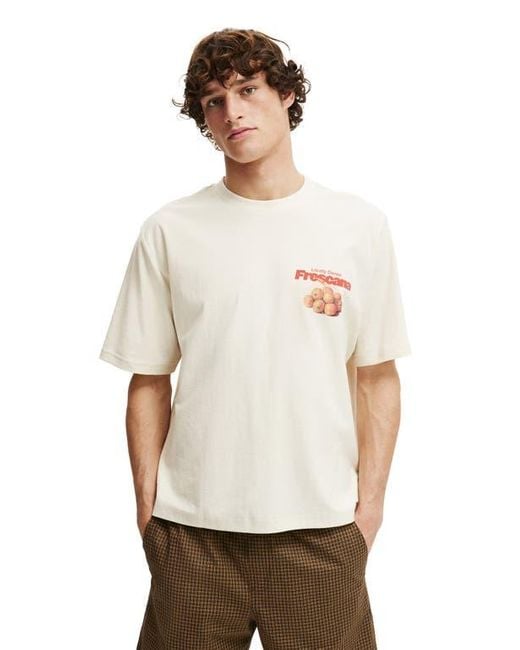 Cotton On White Cropped Fit Graphic T-Shirt for men
