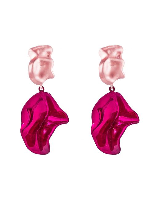 Sterling King Pink Fold Mini Drop Earrings