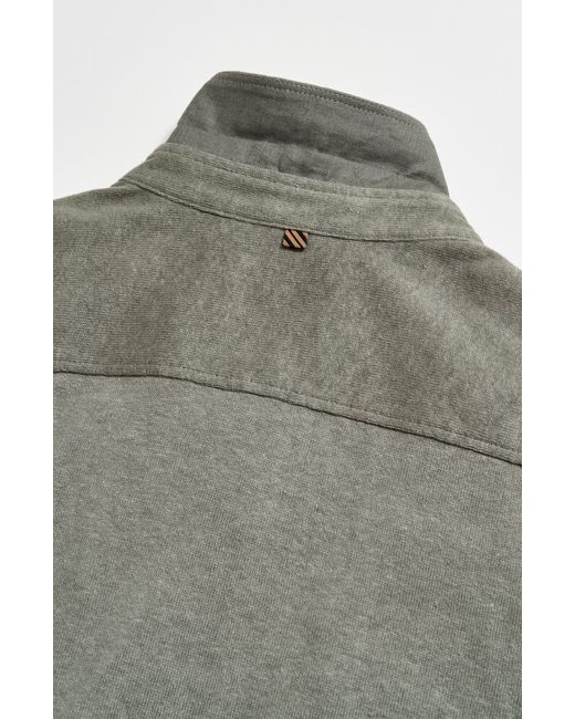 Billy Reid Gray Hemp & Cotton Knit Short Sleeve Button-up Shirt for men