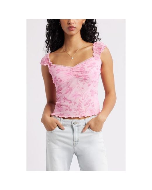 BP. Purple Print Mesh Top