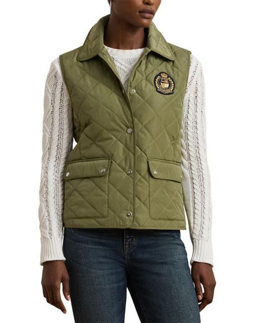 Ralph Lauren Green Crest Patch Quilted Vest