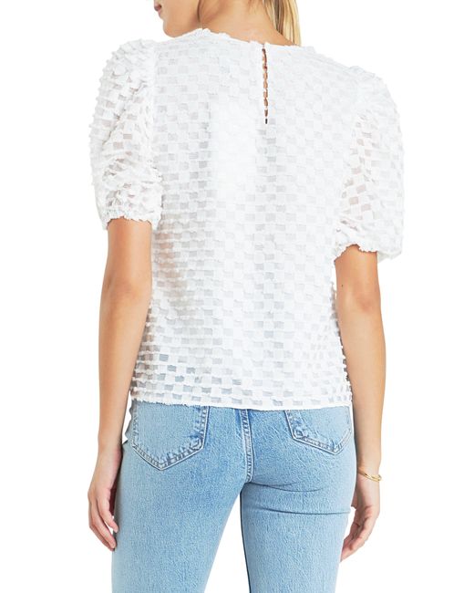 English Factory White Textured Puff Sleeve Top