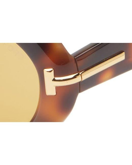Tom Ford Brown 55Mm Oval Sunglasses