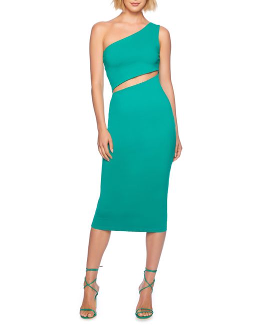 Susana Monaco Green Cutout One-shoulder Dress