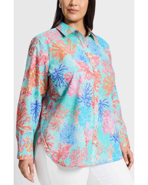 Foxcroft Blue Meghan Cotton Button-up Shirt