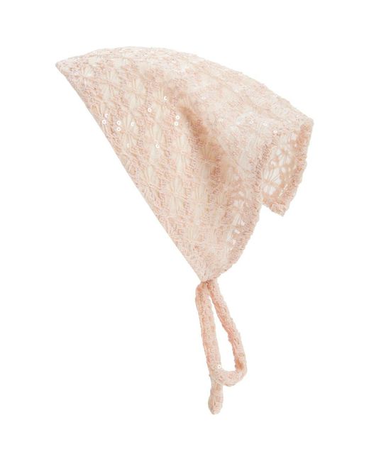 BP. Natural Sequin Lace Headscarf