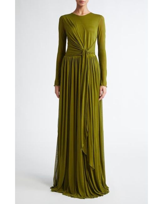 Giambattista Valli Green Twist Front Long Sleeve Jersey Dress