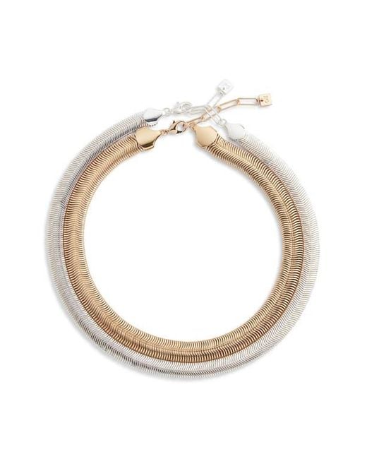 Open Edit White Set Of 2 Snake Chain Necklaces