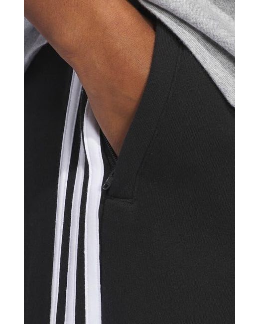 Adidas Originals Black 3-Stripes Wide Leg Cotton French Terry Pants