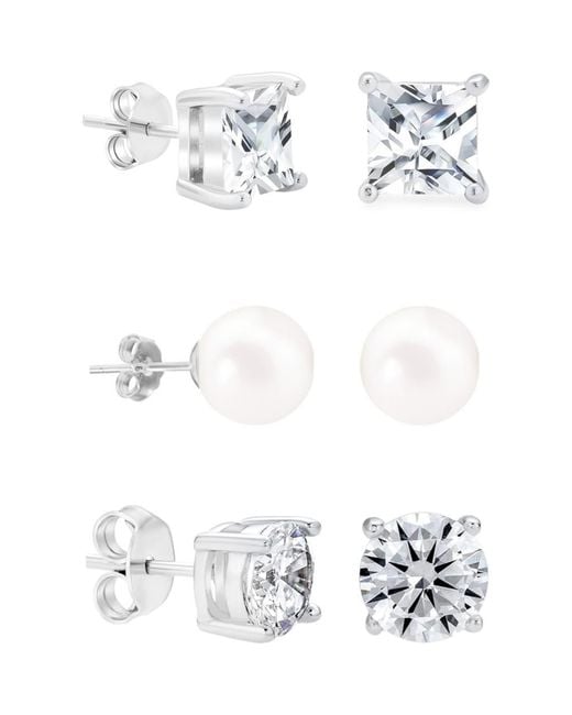 Donatello Gian White Sterling Studs Set