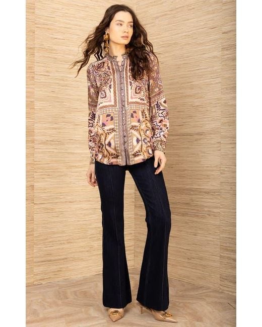 Hale Bob Natural Etta Silk Top