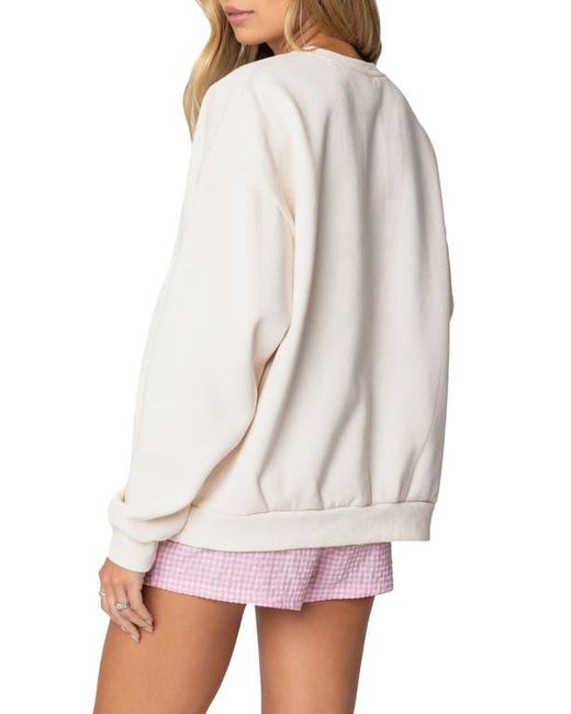 Edikted Pink Bow Graphic Sweatshirt