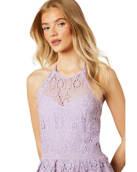 Oasis Purple Lace Detail Halterneck Midi Dress