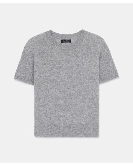 NAADAM Gray Lightweight Cashmere Short Sleeve Sweater