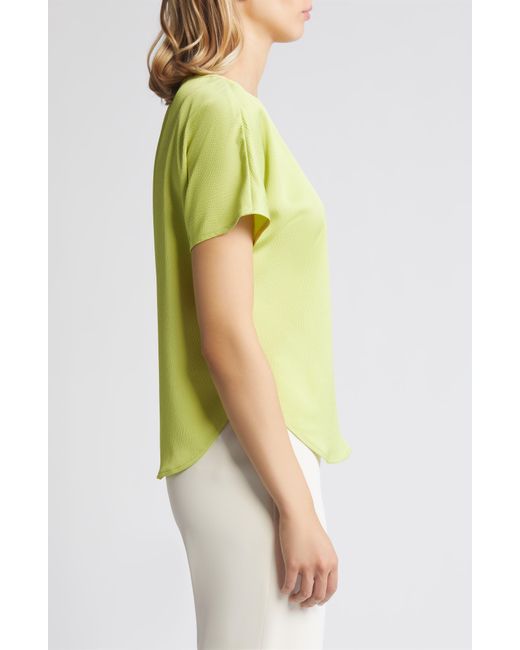 Anne Klein Textured Short Sleeve Top in Yellow | Lyst